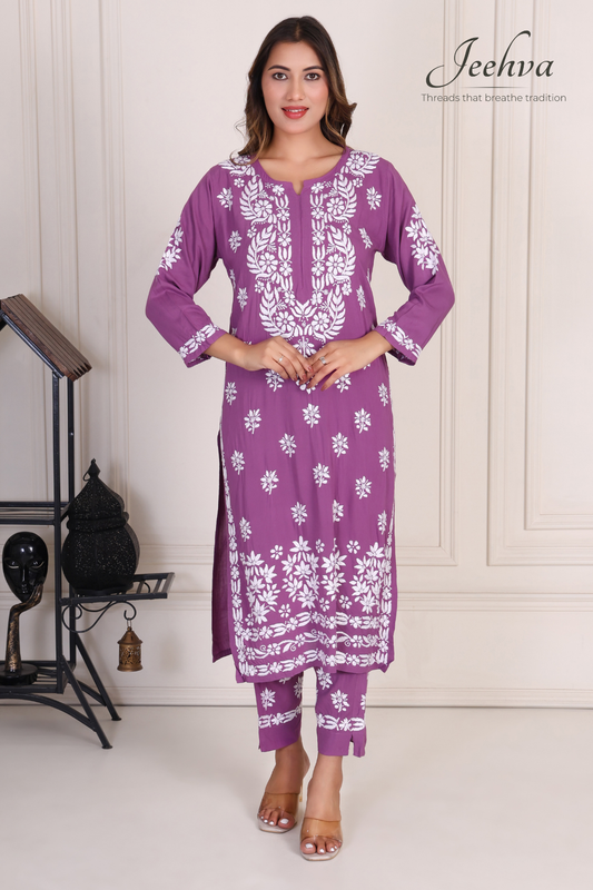 Modal Chikankari Pant-Set