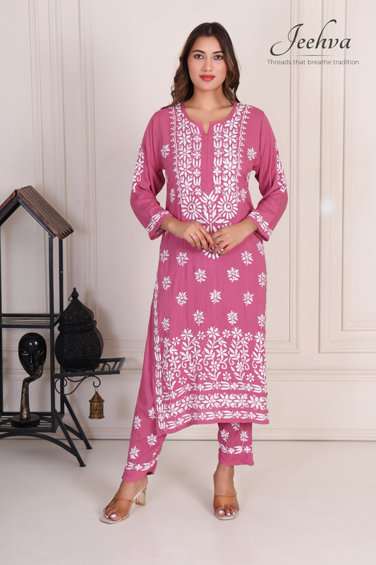 Modal Chikankari  Pant-Set