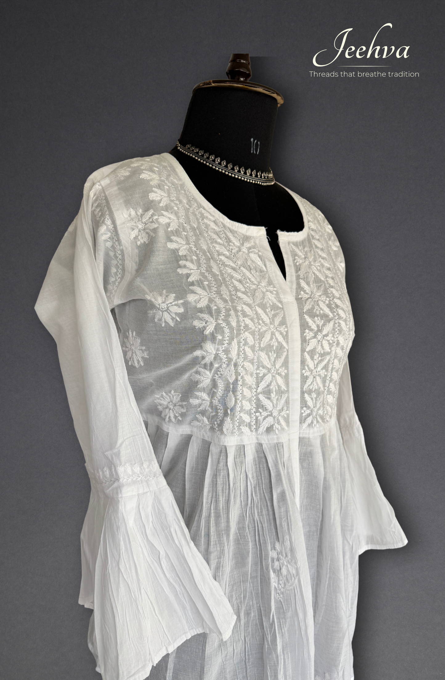 Short Mul Mul Kurti with Bell Sleeves