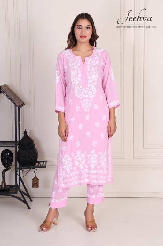 Modal Chikankari Pant-Set
