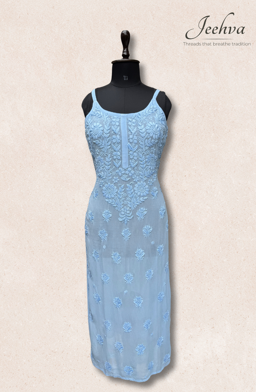 Viscose Chikankari Adjustable Strap Kurti – Breezy Elegance