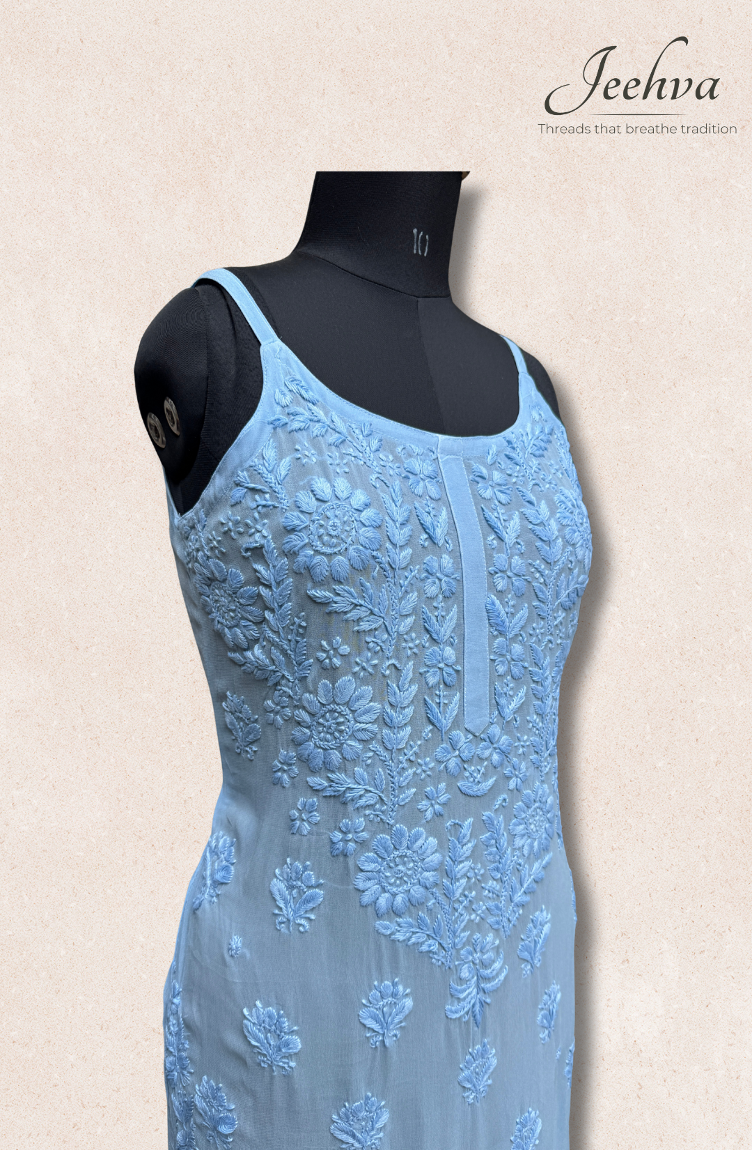 Viscose Chikankari Adjustable Strap Kurti – Breezy Elegance