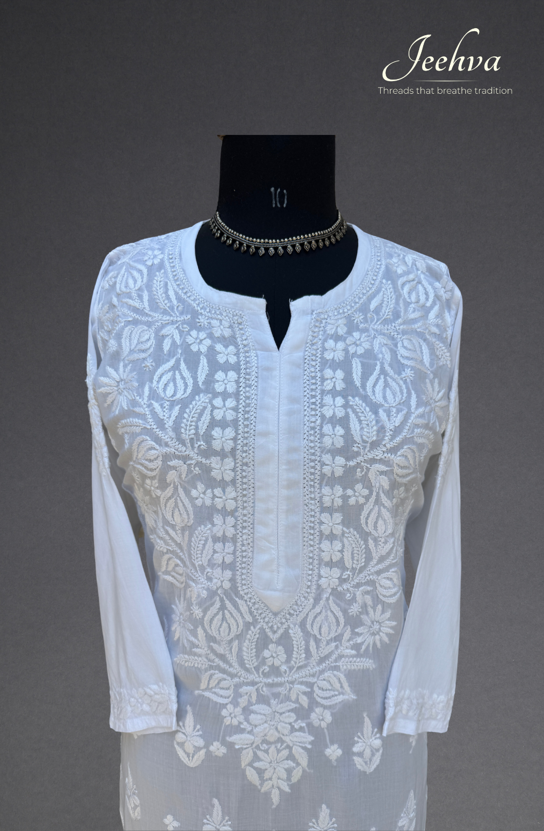 Pure Modal White Long Kurti