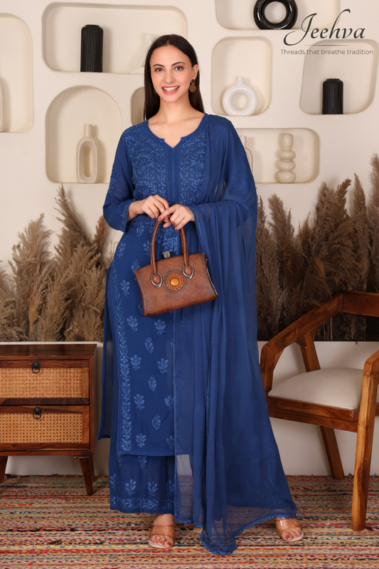 Viscose Kurta-Palazzo Set with Dupatta
