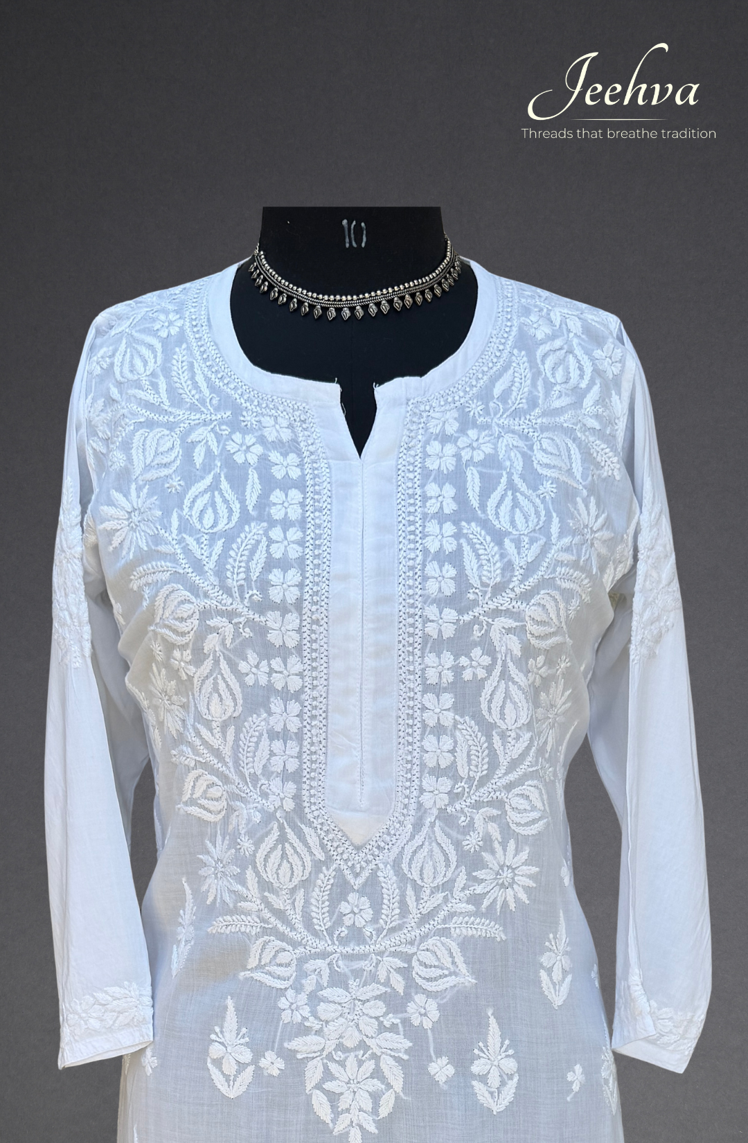 Pure Modal White Long Kurti