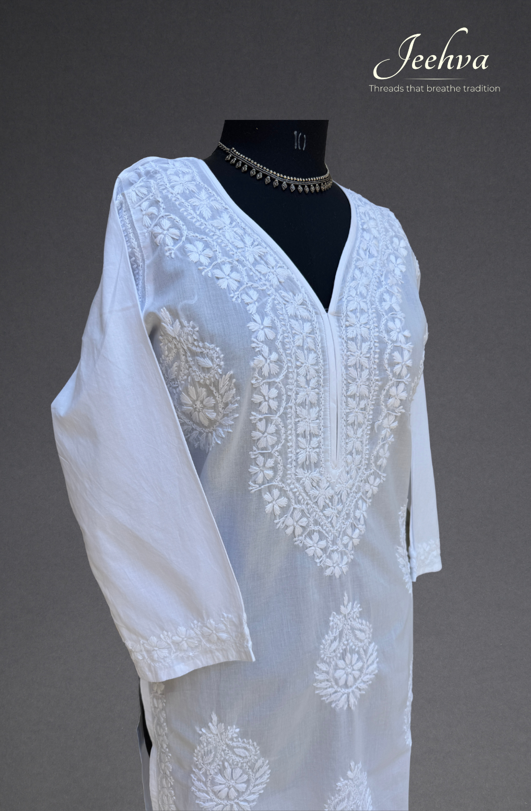 Cotton Chikankari Long Kurti