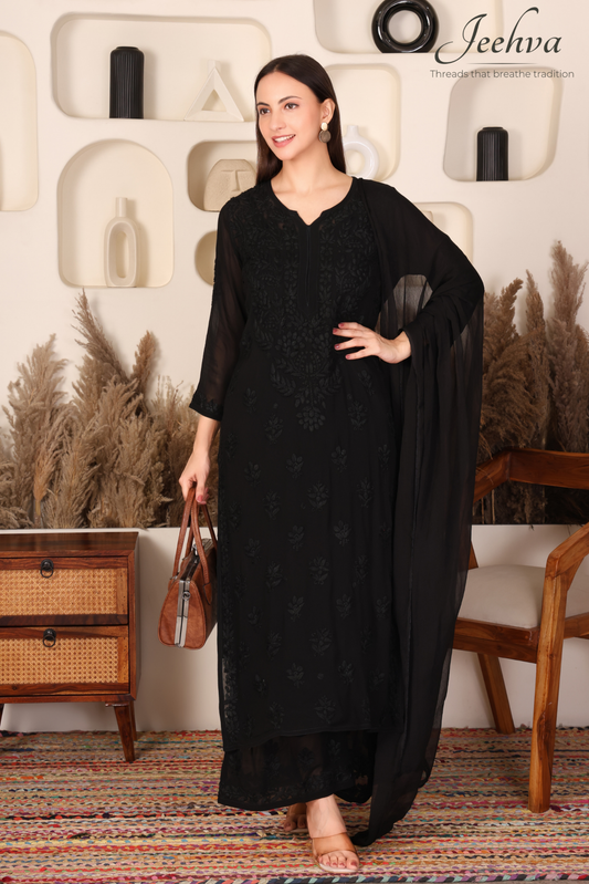 Viscose Kurta-Palazzo Set with Dupatta