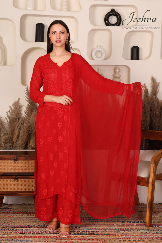 Viscose Kurta-Palazzo Set with Dupatta