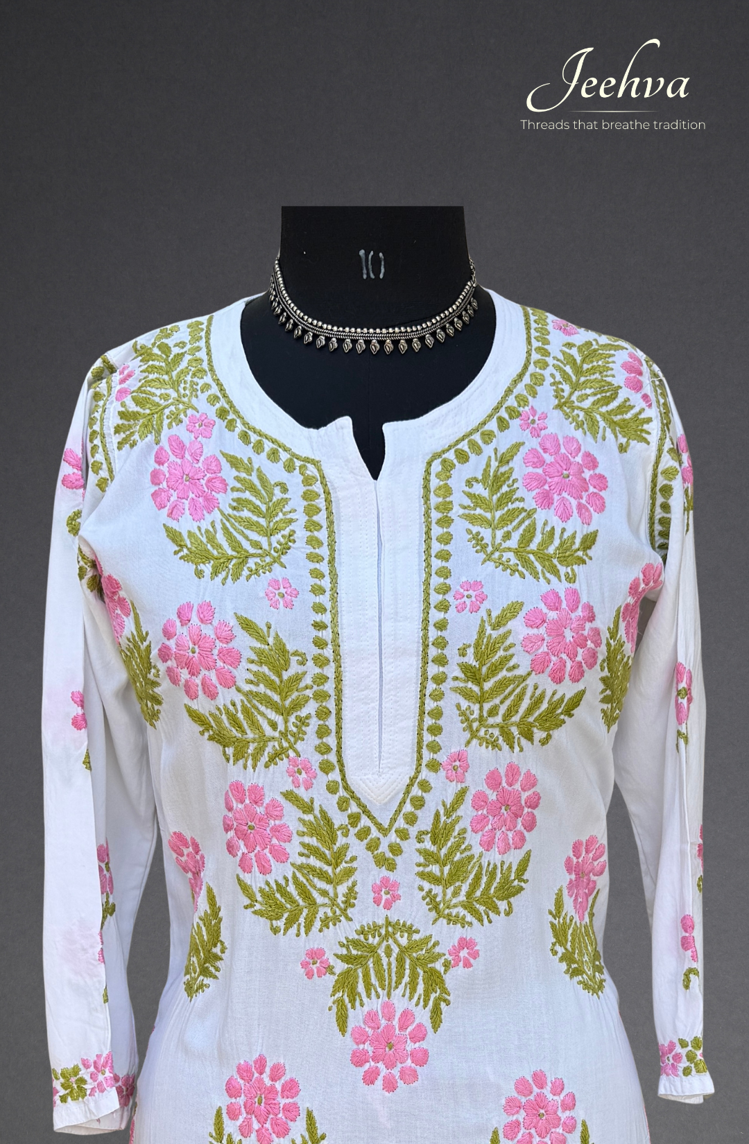 Rayon Floral Chikankari Long Kurti