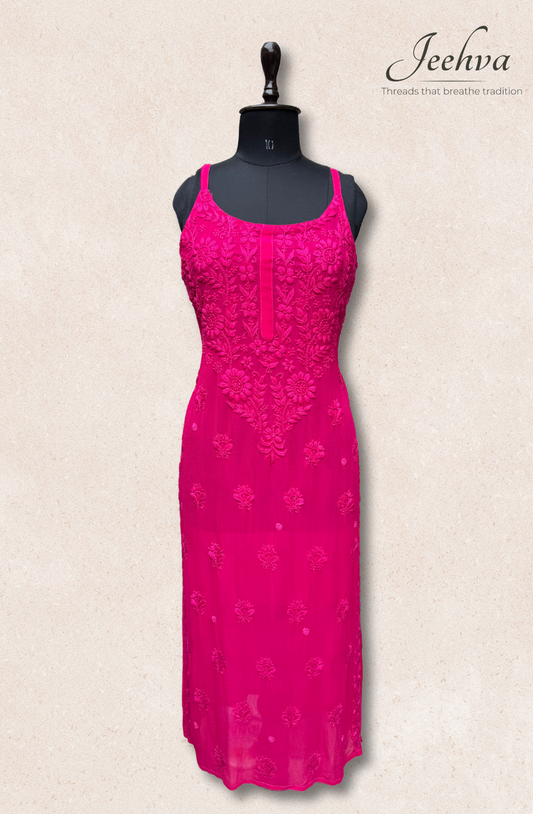 Viscose Chikankari Adjustable Strap Kurti – Breezy Elegance