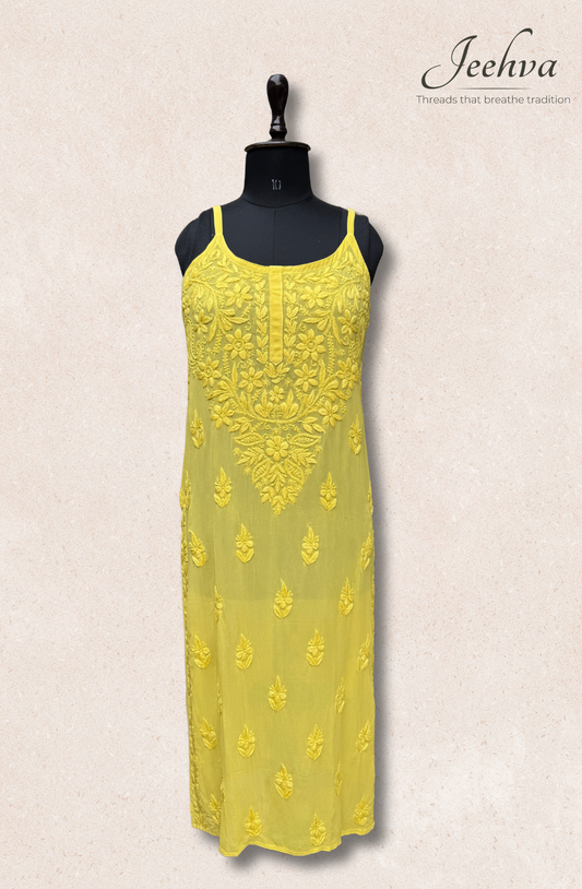 Viscose Chikankari Adjustable Strap Kurti – Breezy Elegance