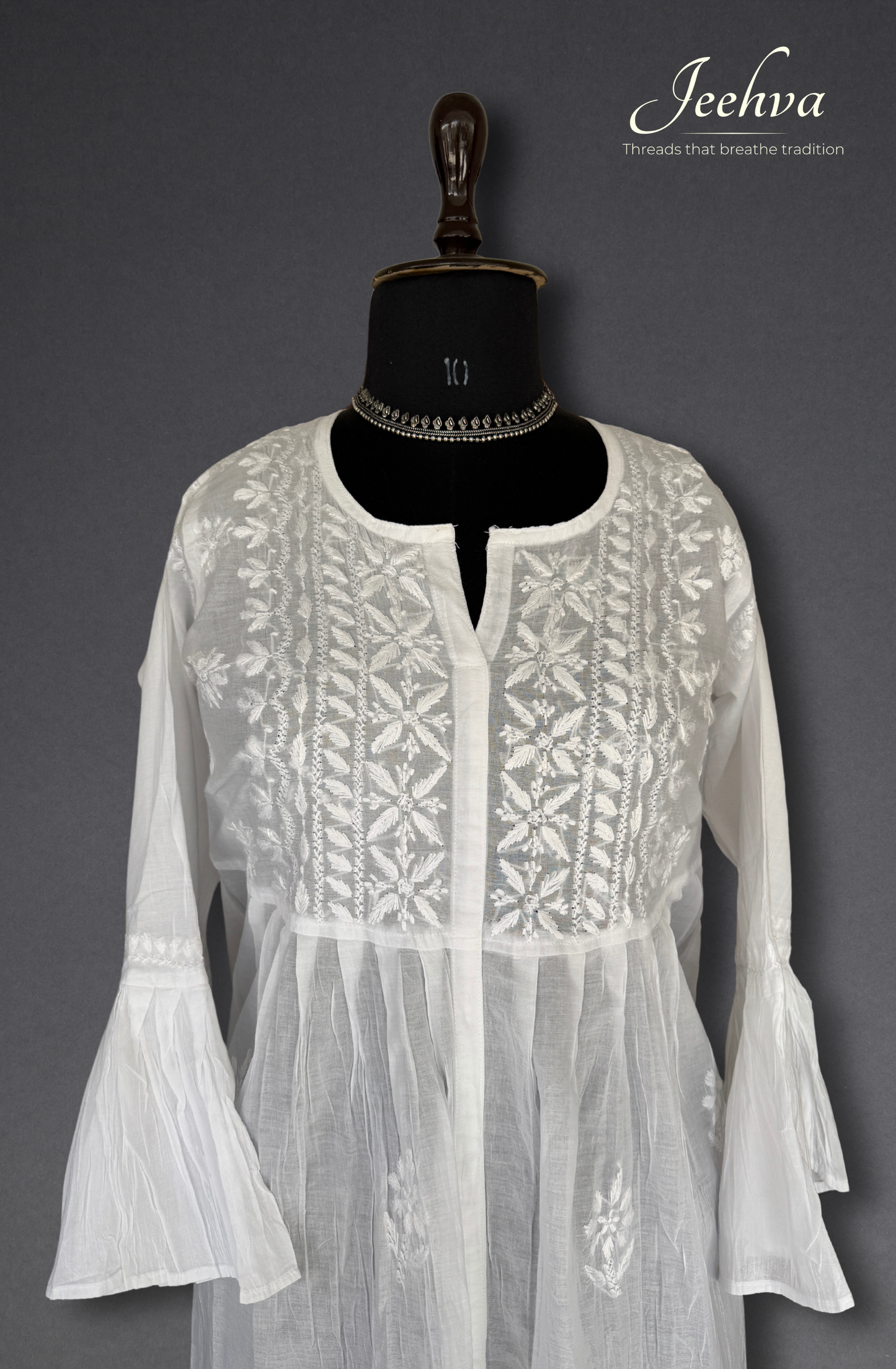 Short Mul Mul Kurti with Bell Sleeves