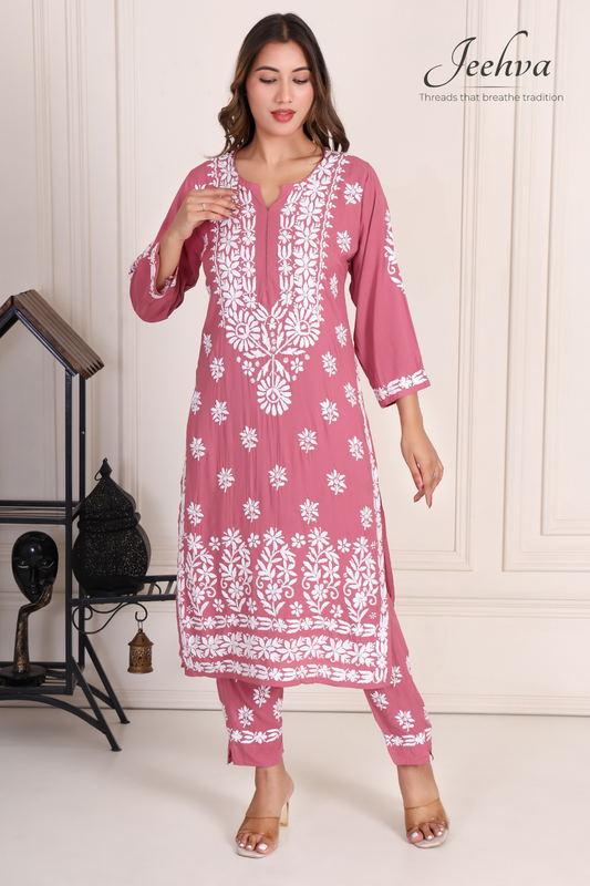Modal Chikankari Pant-Set