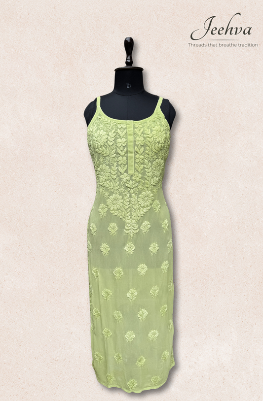 Viscose Chikankari Adjustable Strap Kurti – Breezy Elegance