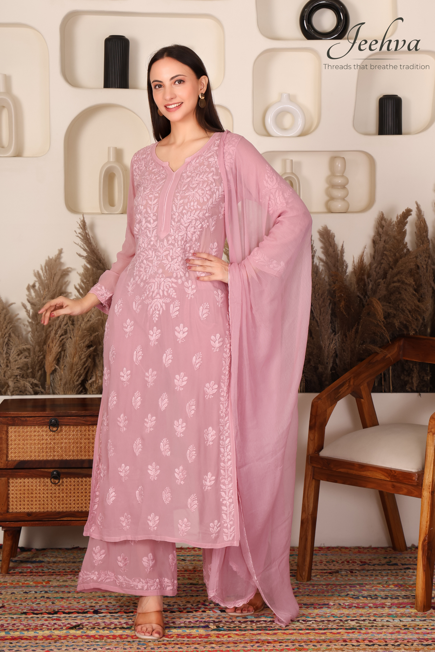 Viscose Kurta-Palazzo Set with Dupatta