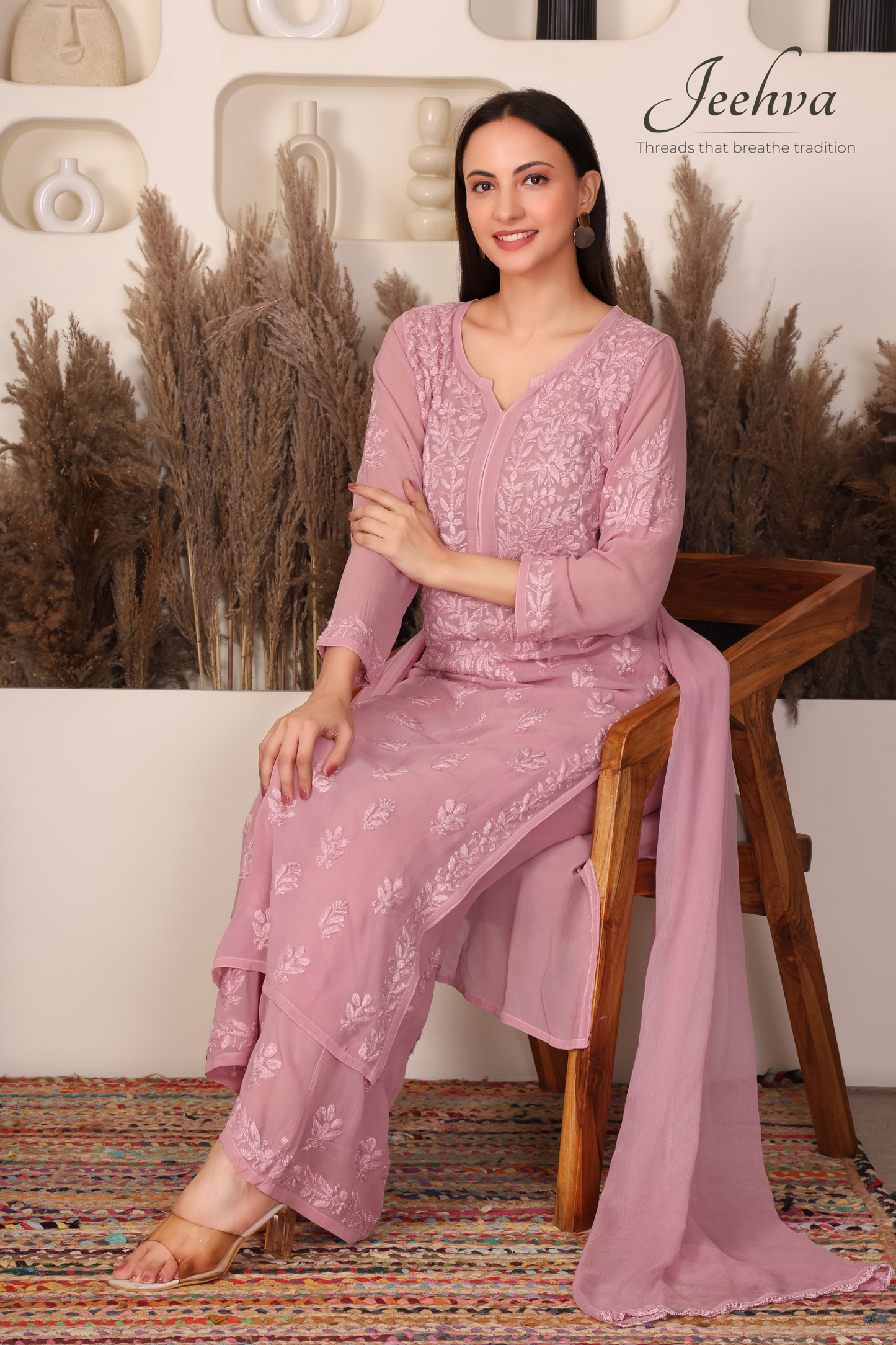Viscose Kurta-Palazzo Set with Dupatta