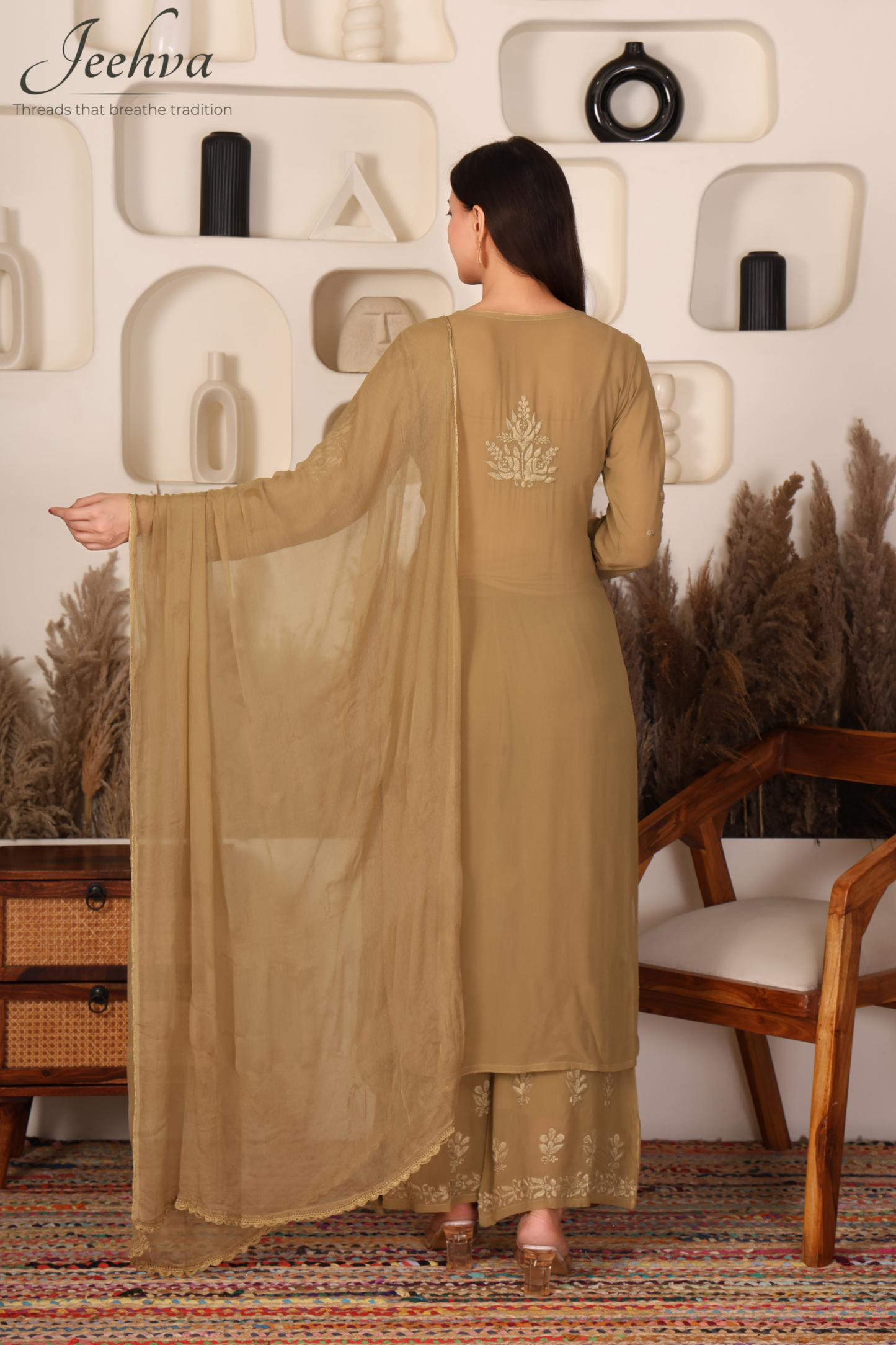Viscose Kurta-Palazzo Set with Dupatta