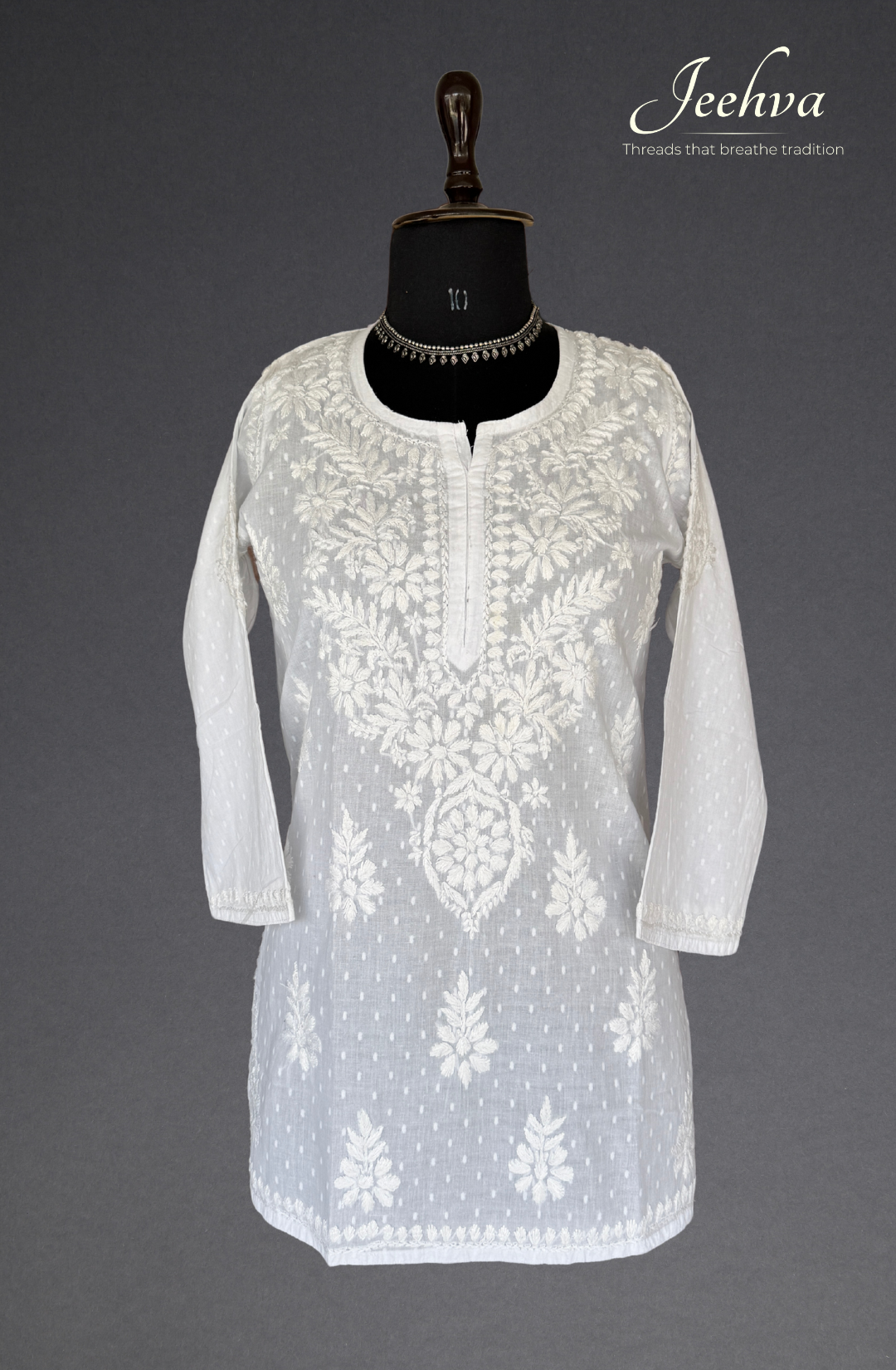 Dobby Cotton Chikankari Short Kurti