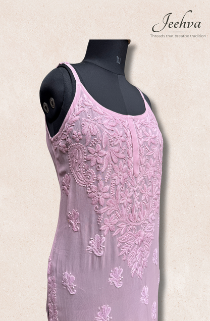 Viscose Chikankari Adjustable Strap Kurti – Breezy Elegance