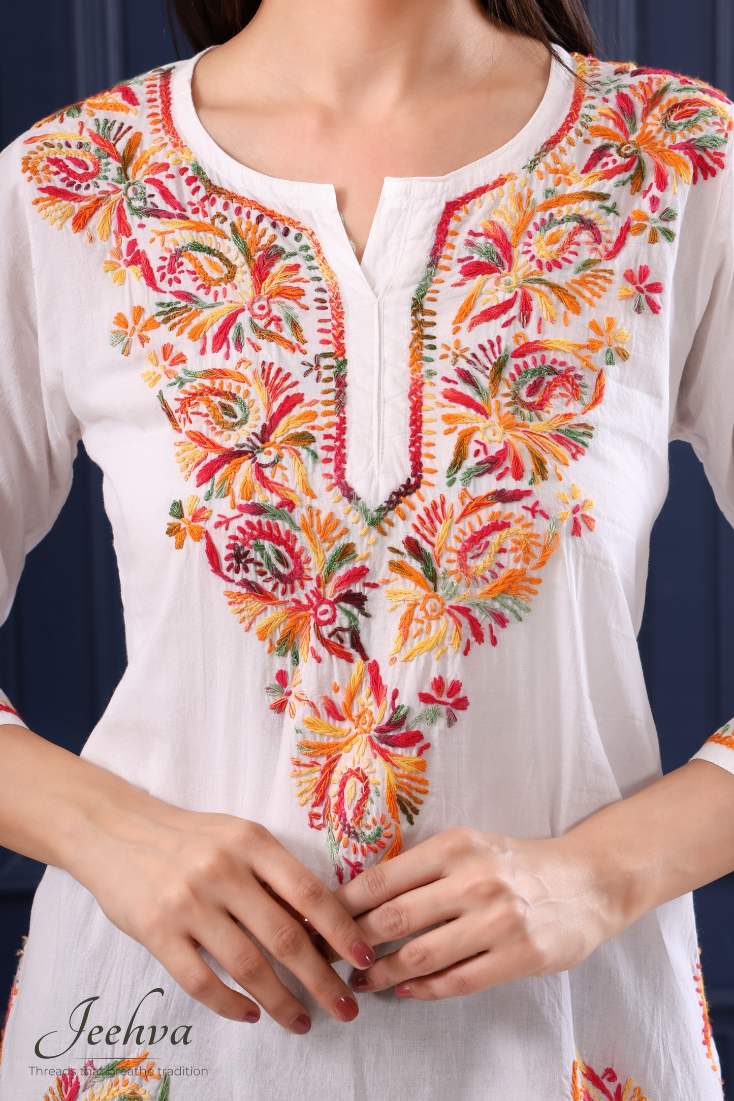 Multi-Thread Chikankari Short Kurti