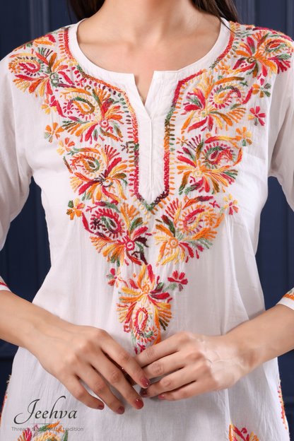 Multi-Thread Chikankari Short Kurti