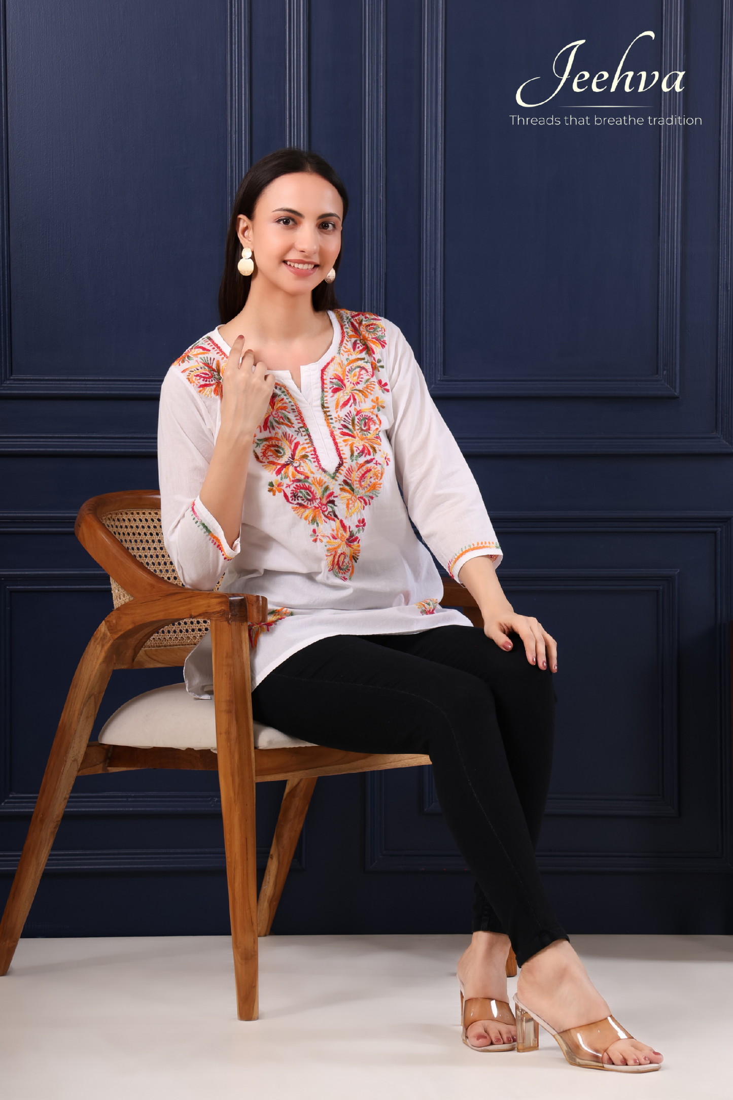 Multi-Thread Chikankari Short Kurti