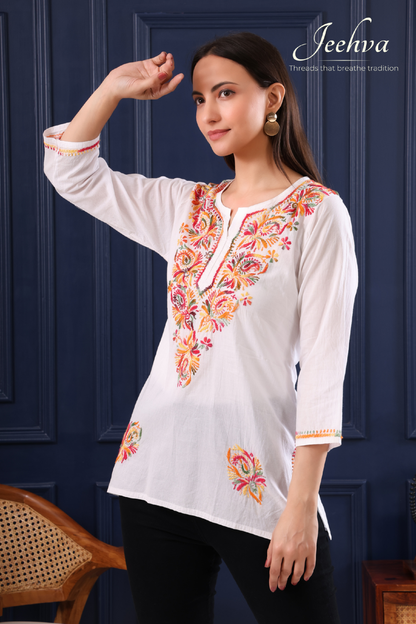 Multi-Thread Chikankari Short Kurti