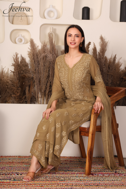 Viscose Kurta-Palazzo Set with Dupatta