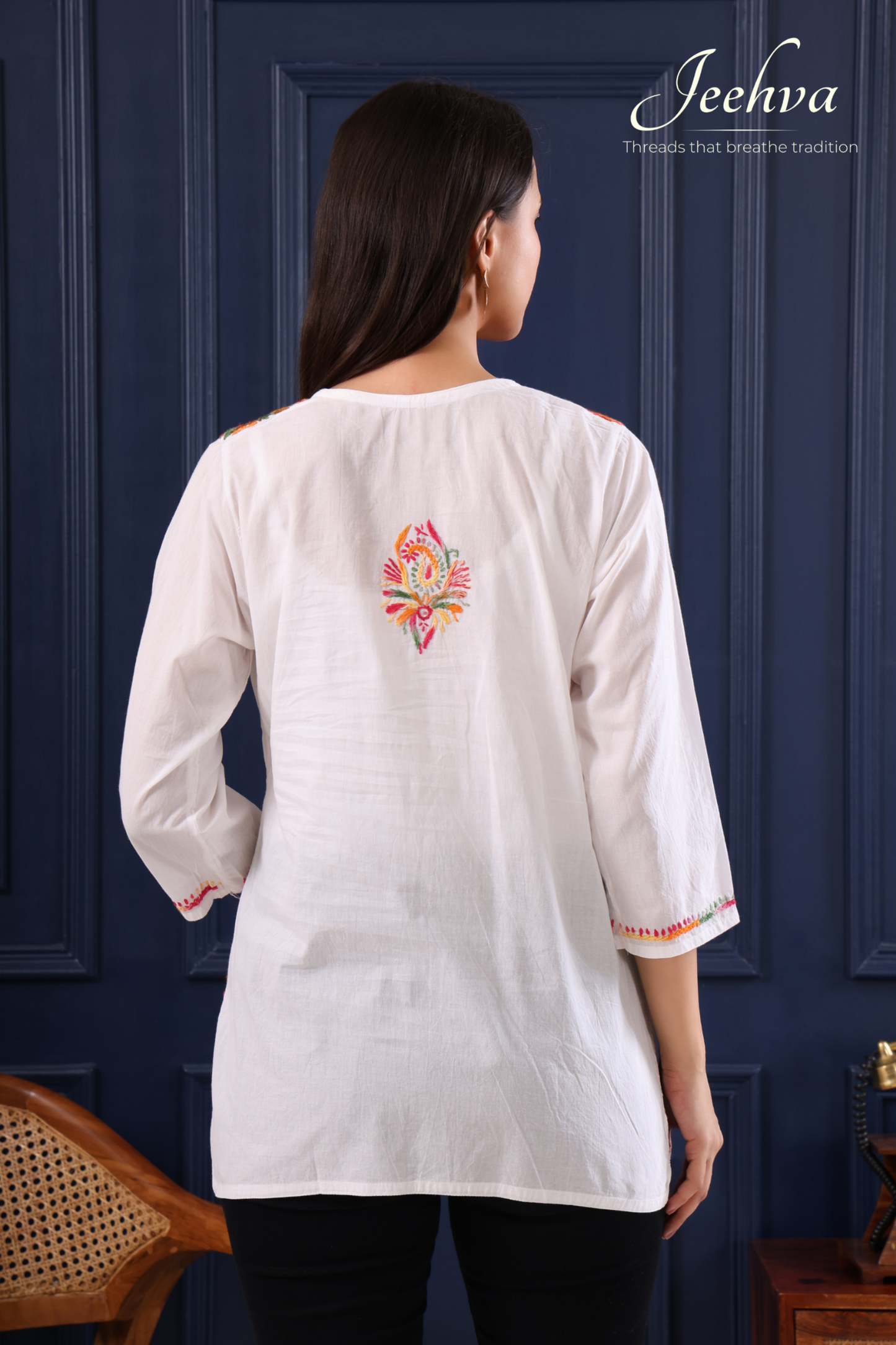 Multi-Thread Chikankari Short Kurti