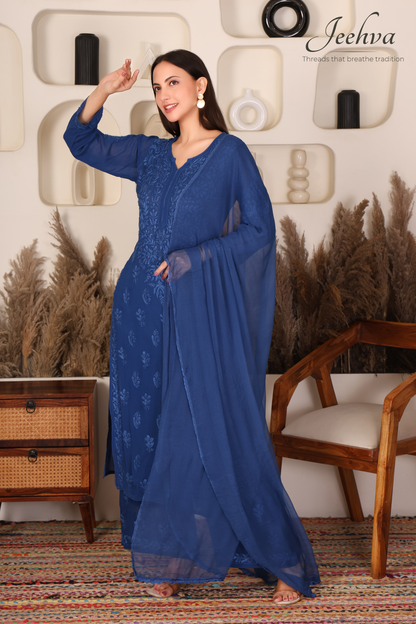 Viscose Kurta-Palazzo Set with Dupatta