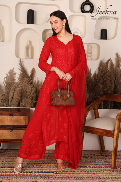 Viscose Kurta-Palazzo Set with Dupatta
