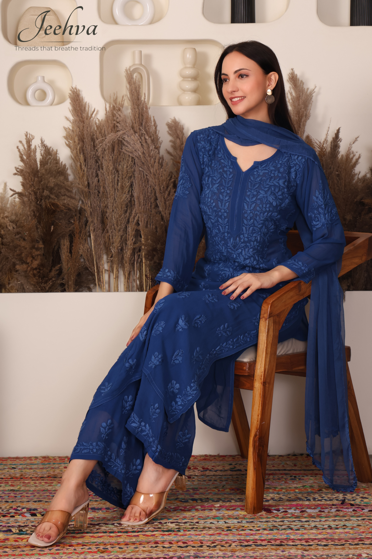 Viscose Kurta-Palazzo Set with Dupatta