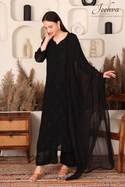 Viscose Kurta-Palazzo Set with Dupatta