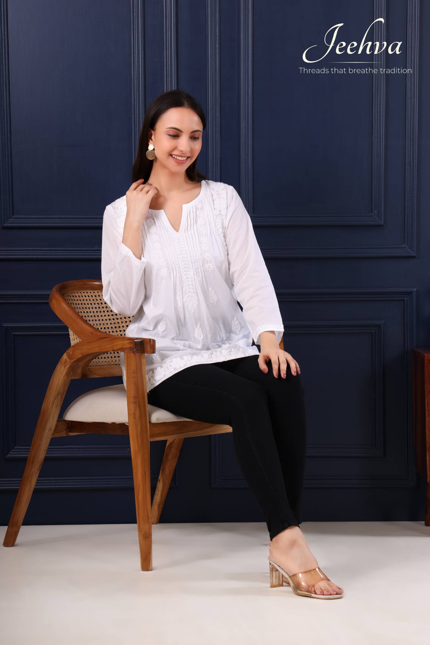 Cotton Chikankari Short Kurti – Everyday Elegance with a Touch of Heritage