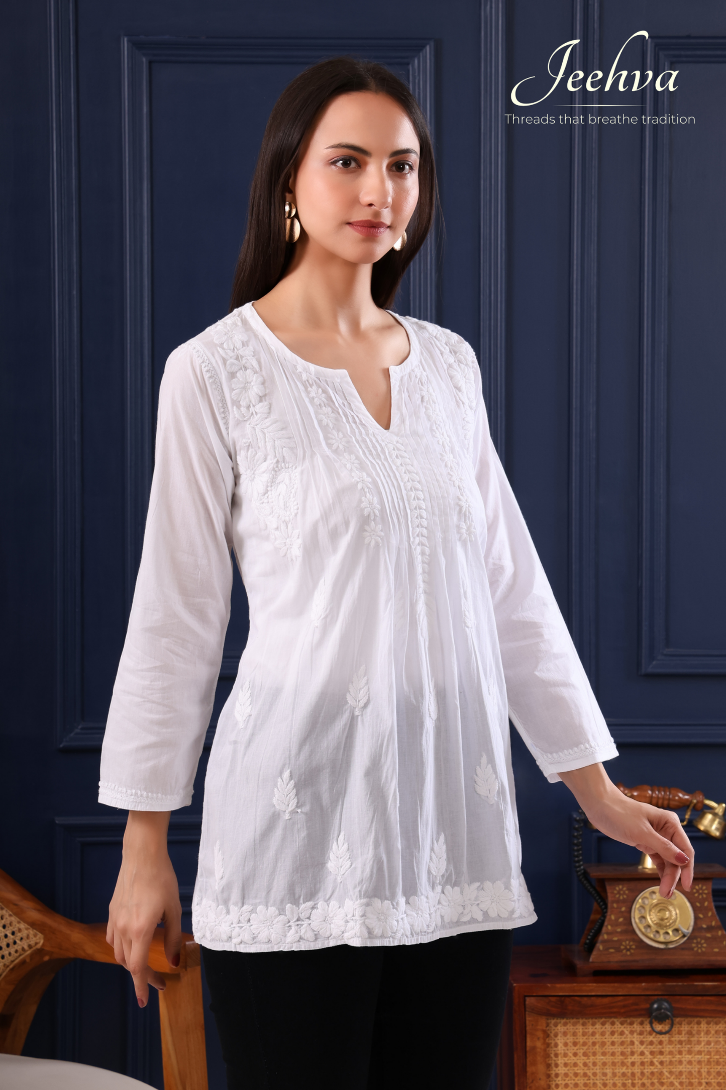 Cotton Chikankari Short Kurti – Everyday Elegance with a Touch of Heritage