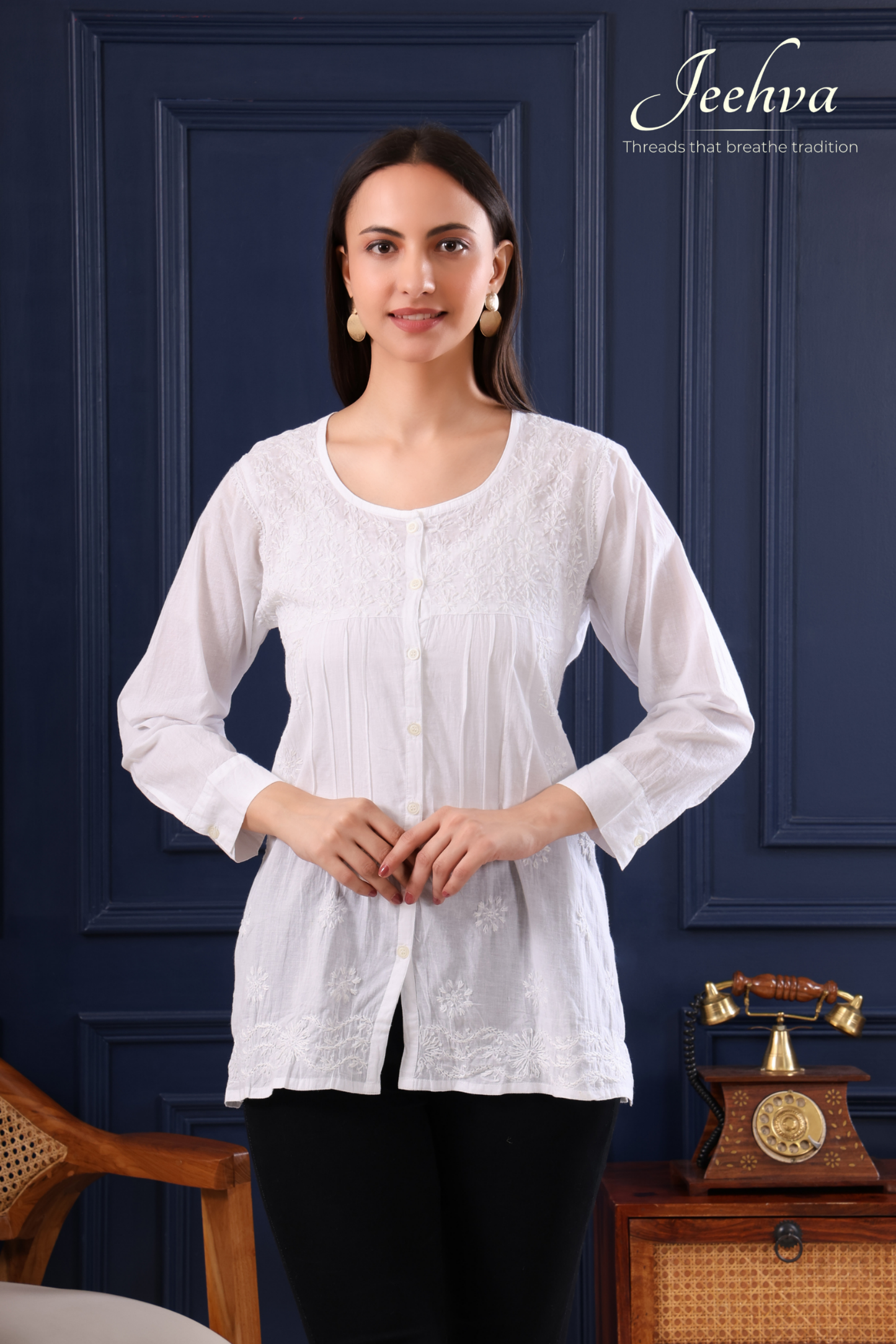 Cotton Chikankari Shirt – Timeless Everyday Elegance