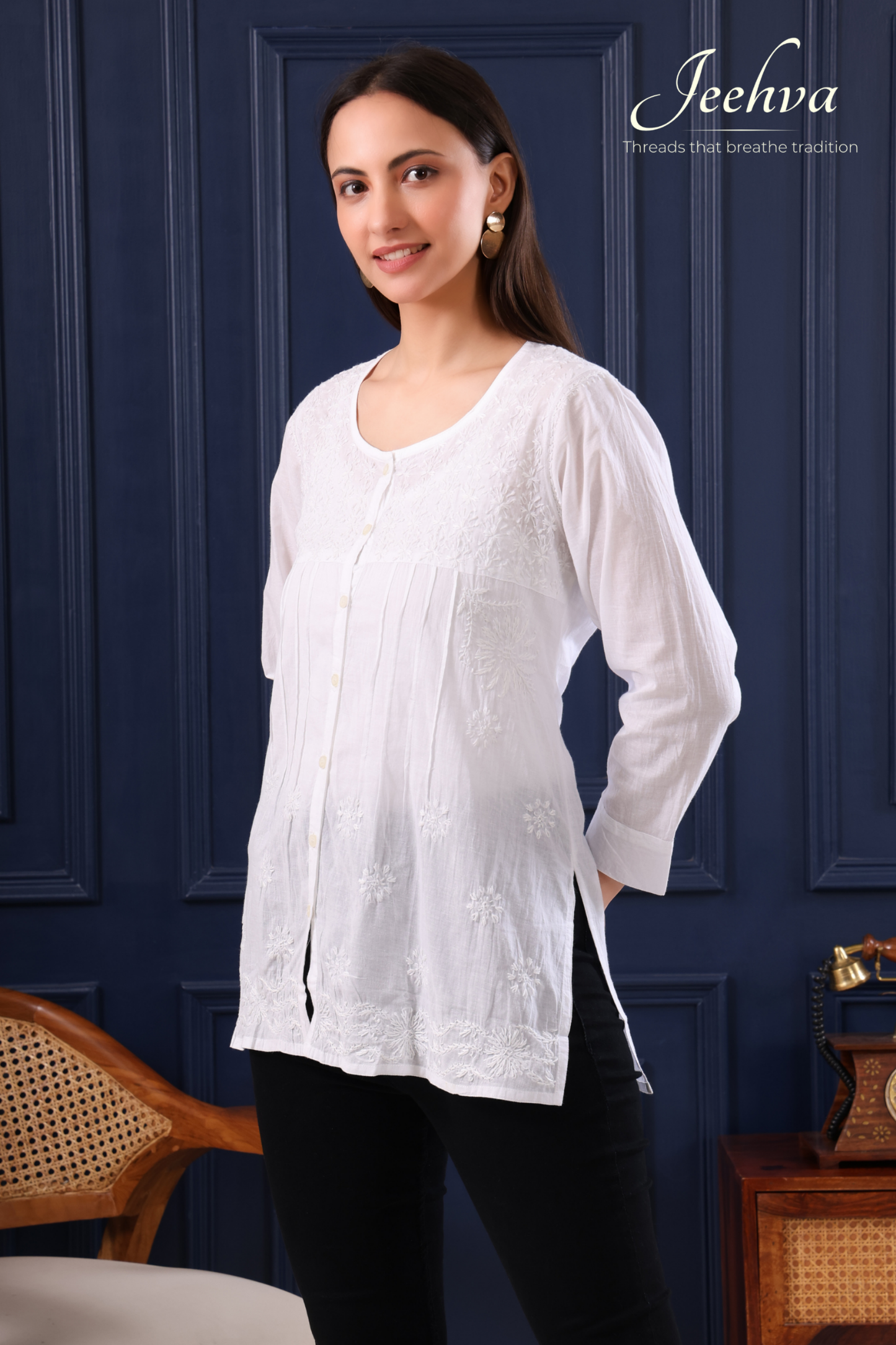 Cotton Chikankari Shirt – Timeless Everyday Elegance