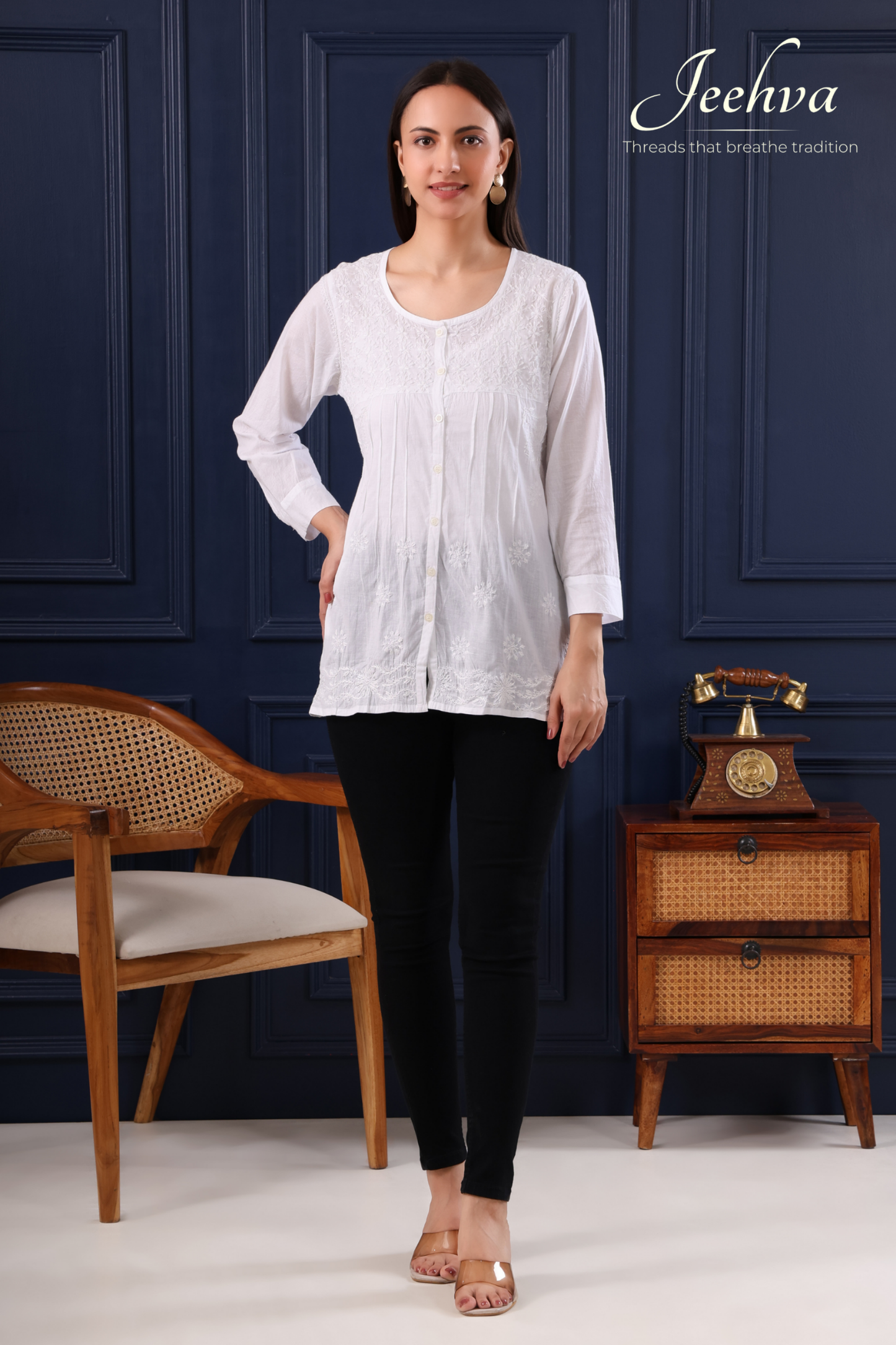 Cotton Chikankari Shirt – Timeless Everyday Elegance