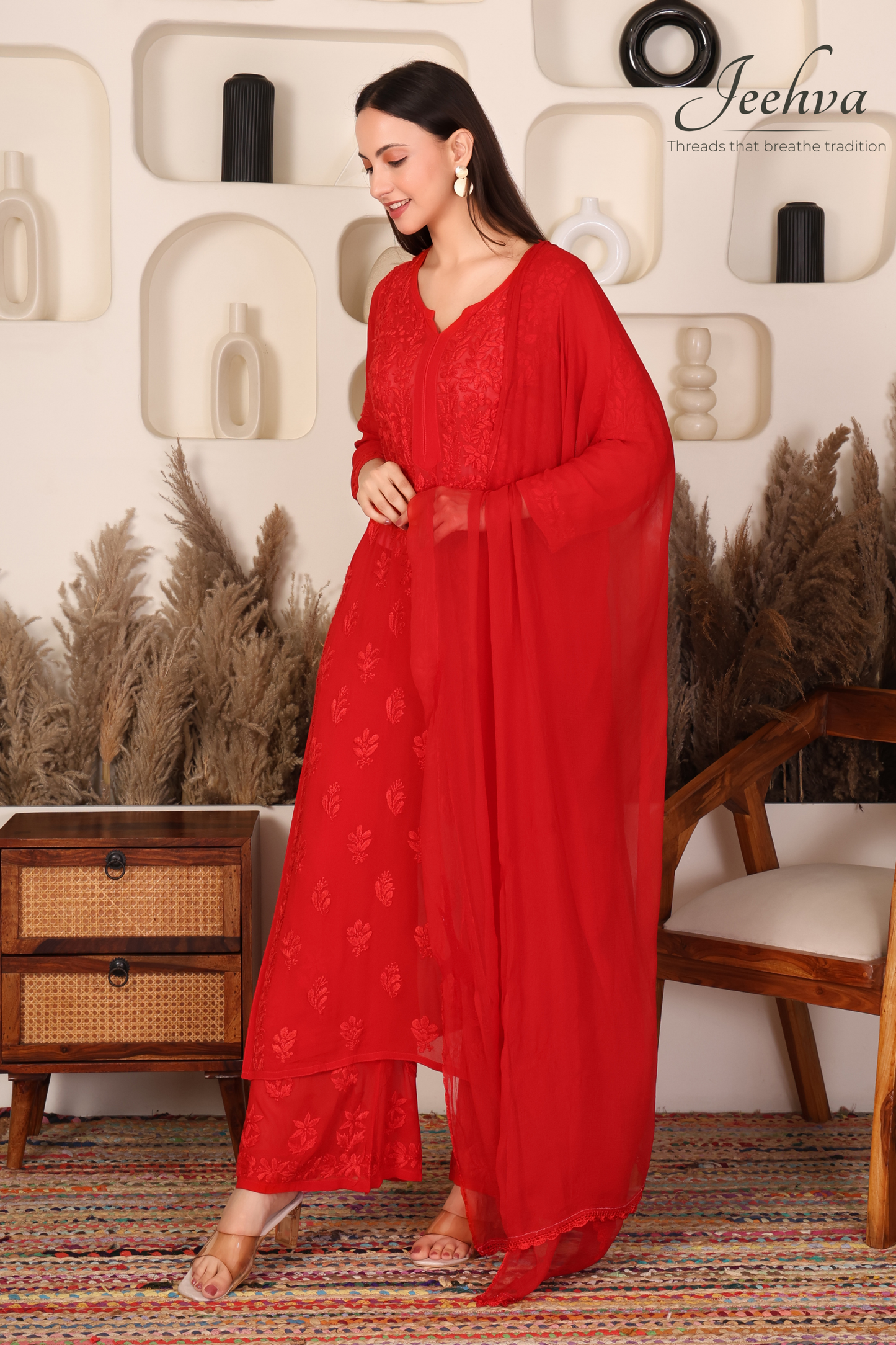 Viscose Kurta-Palazzo Set with Dupatta