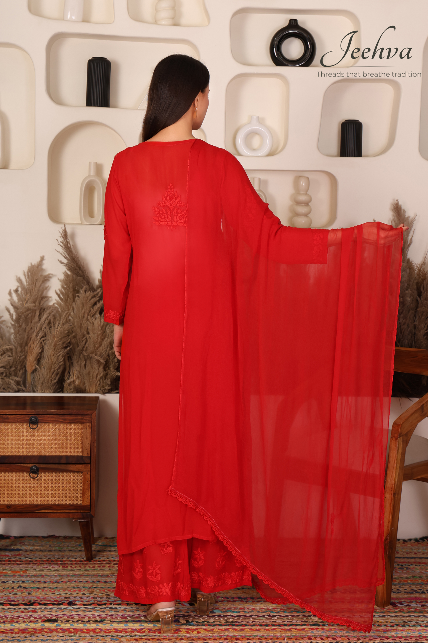 Viscose Kurta-Palazzo Set with Dupatta