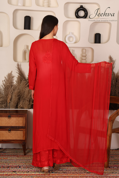 Viscose Kurta-Palazzo Set with Dupatta
