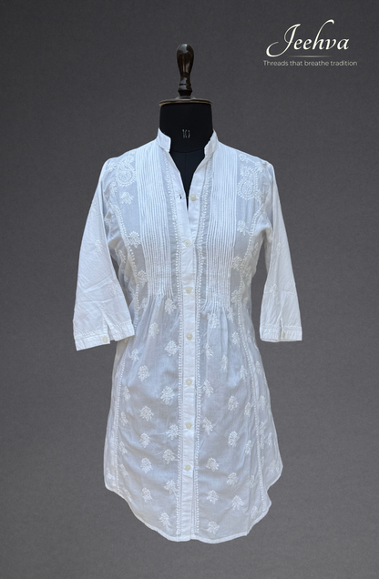 Button-Down Cotton Chikankari Kurti – Effortless Elegance