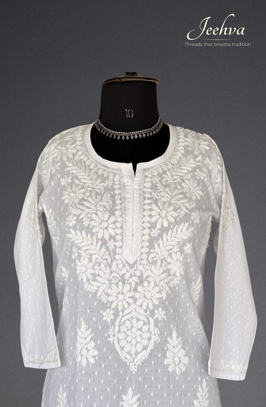 Dobby Cotton Chikankari Short Kurti