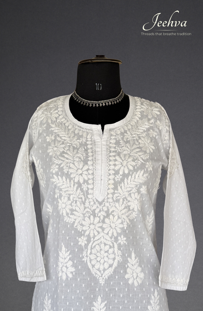 Dobby Cotton Chikankari Short Kurti